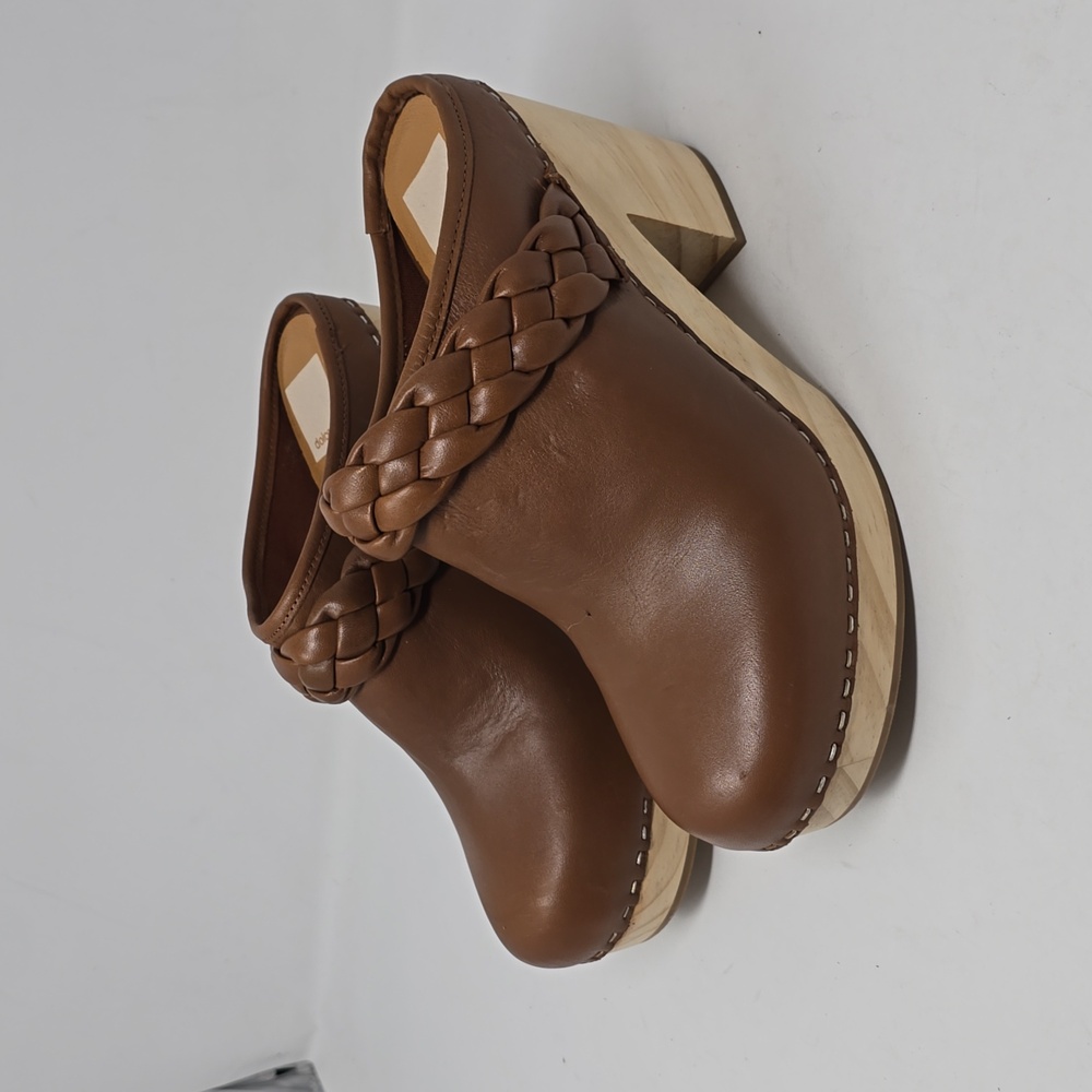 Dolce Vita Hila Clogs Mules Wood Heel Braided Leather Boho Cottagecore Size 8